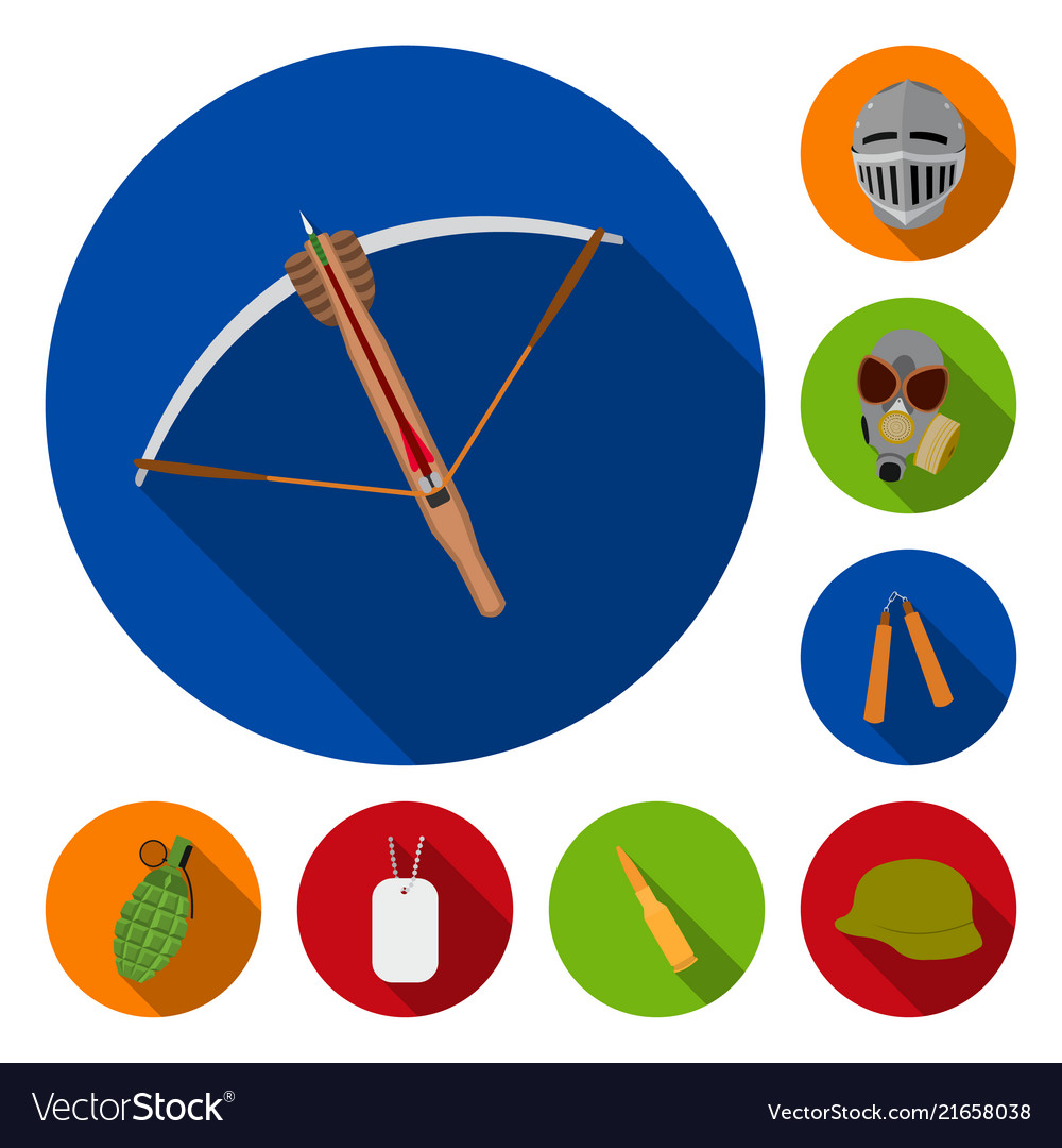 Types weapons flat icons in set collection