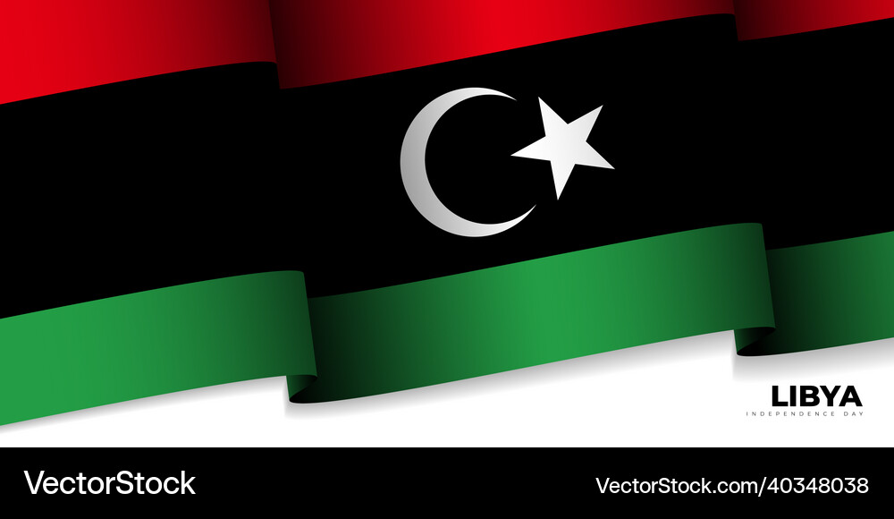 Waving libya flag independence day Royalty Free Vector Image