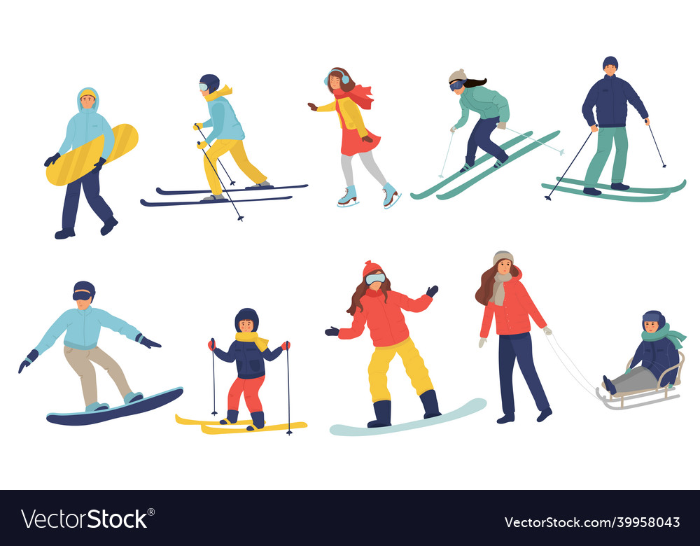 Big set of people children dressed in winter Vector Image