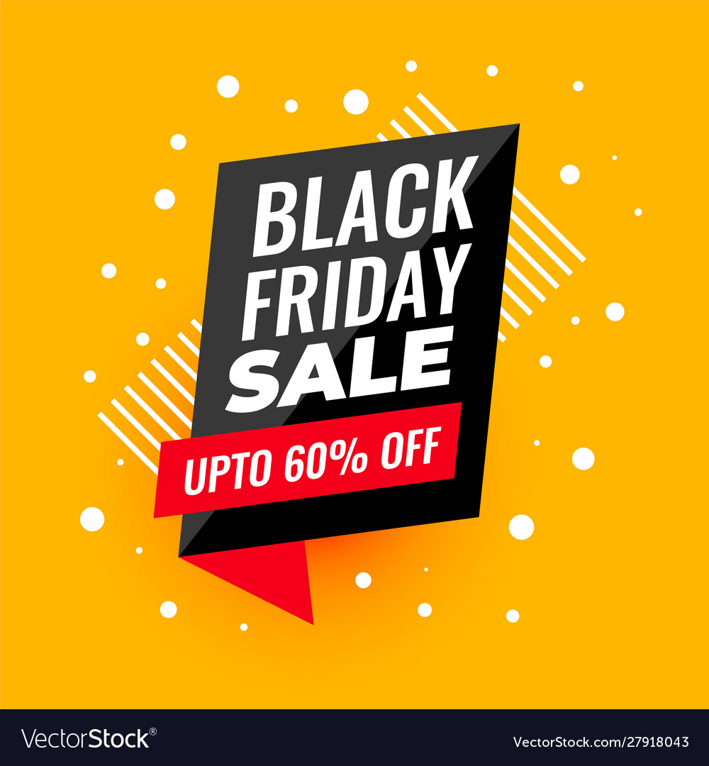 Black friday sale banner in yellow background Vector Image