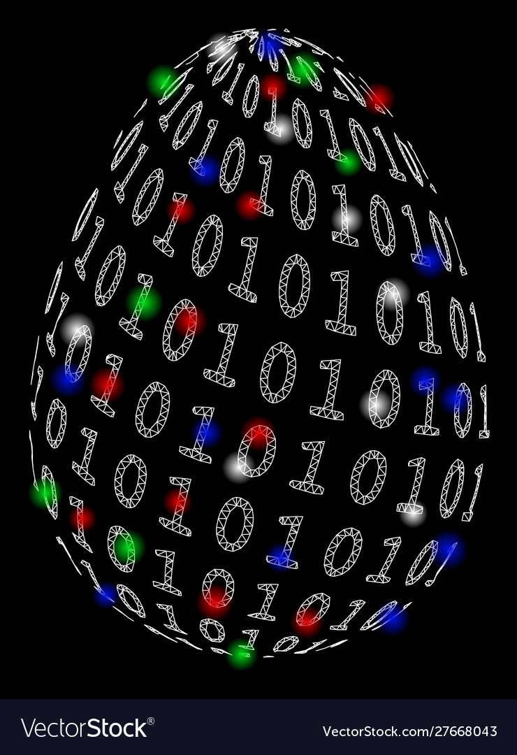 Bright mesh 2d binary digital egg with flash spots