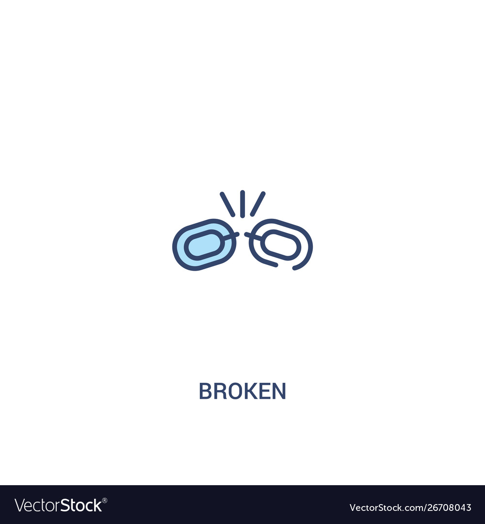 Broken concept 2 colored icon simple line element vector image Broken concept 2 colored icon simple line element