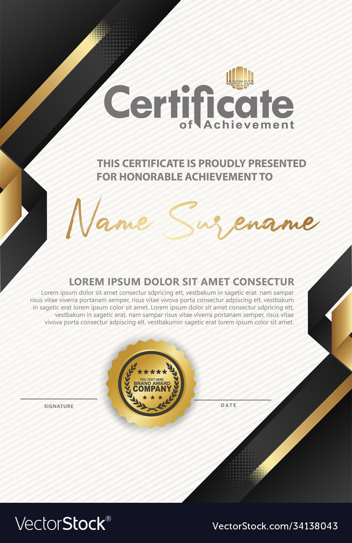 Certificate template with line halftone frame vector image Certificate template with line halftone frame
