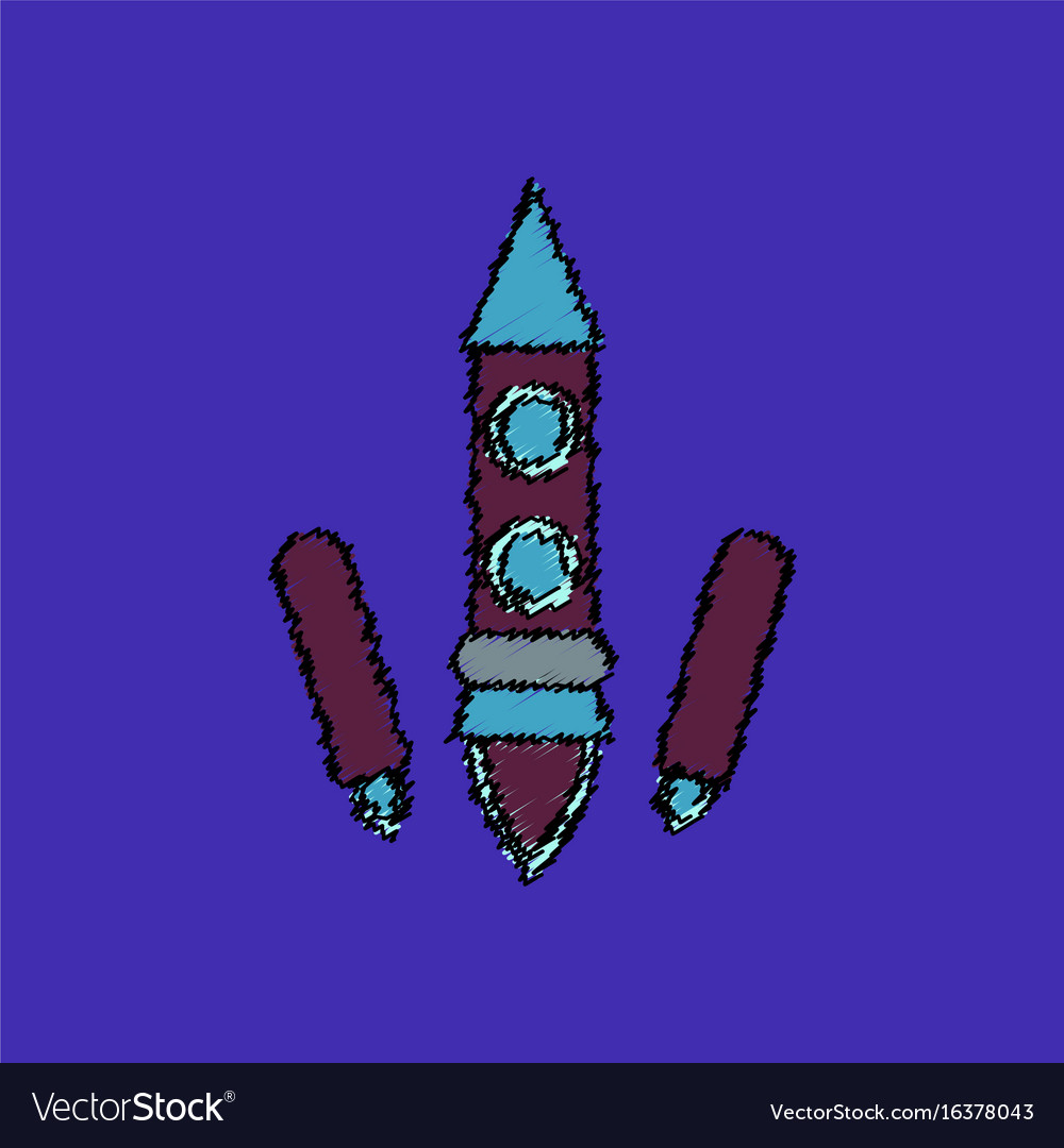 Flat icon design collection space rocket start