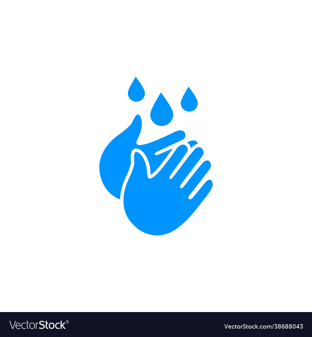 Hand wash water drop logo icon Royalty Free Vector Image