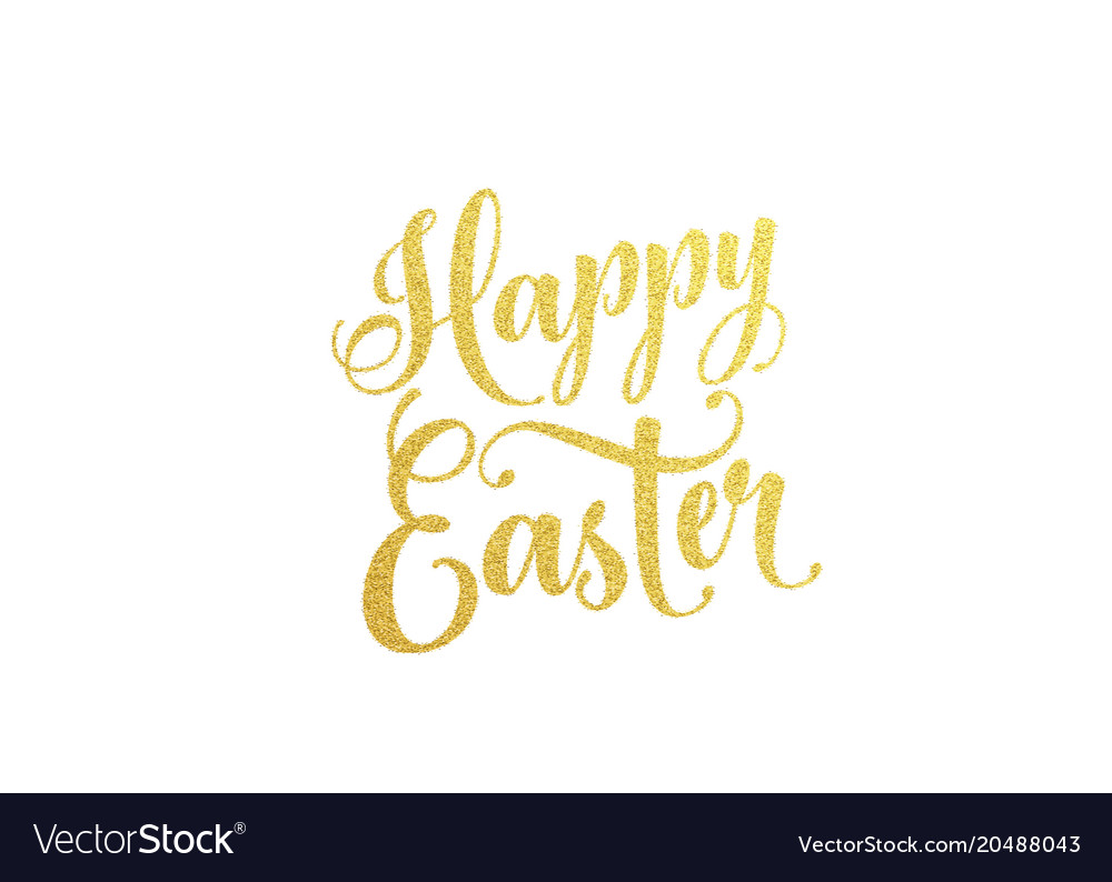 Happy easter gold lettering text for greeting card