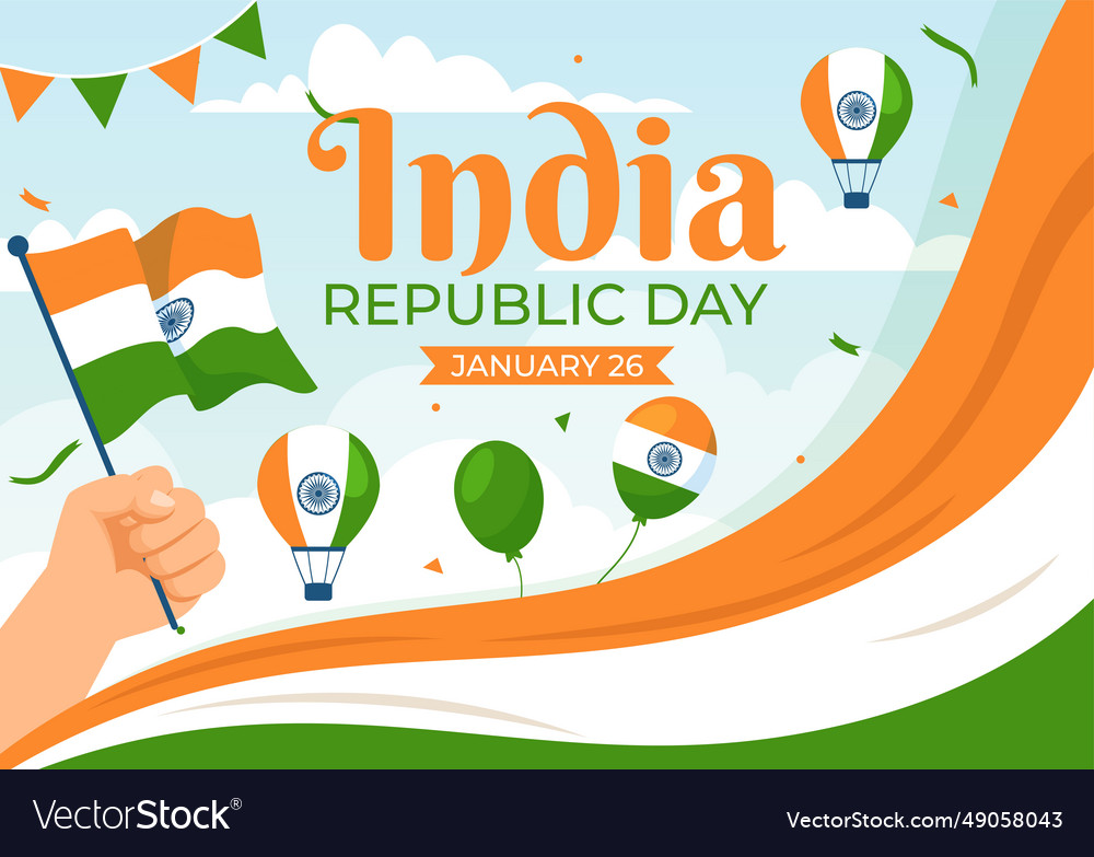 Happy india republic day on 26 january Royalty Free Vector