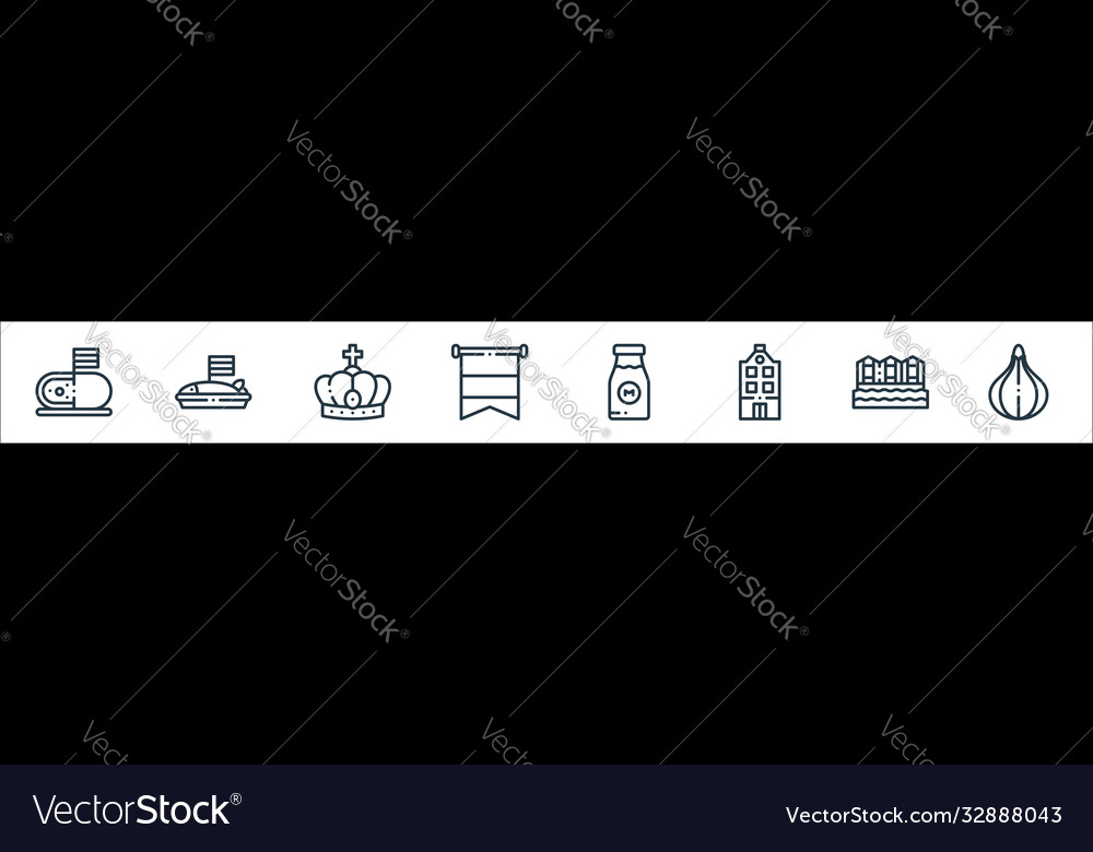 Holland line icons linear set quality vector image Holland line icons linear set quality