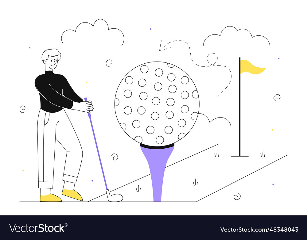 Man with golf line concept