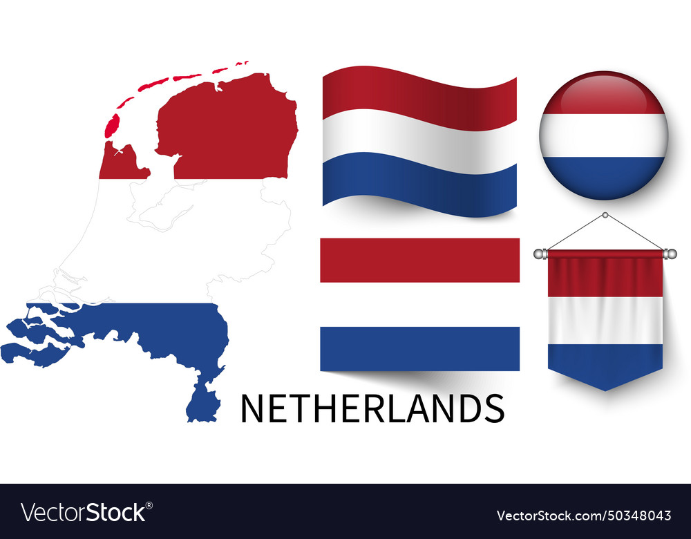 Map of netherlands and the various flags nether