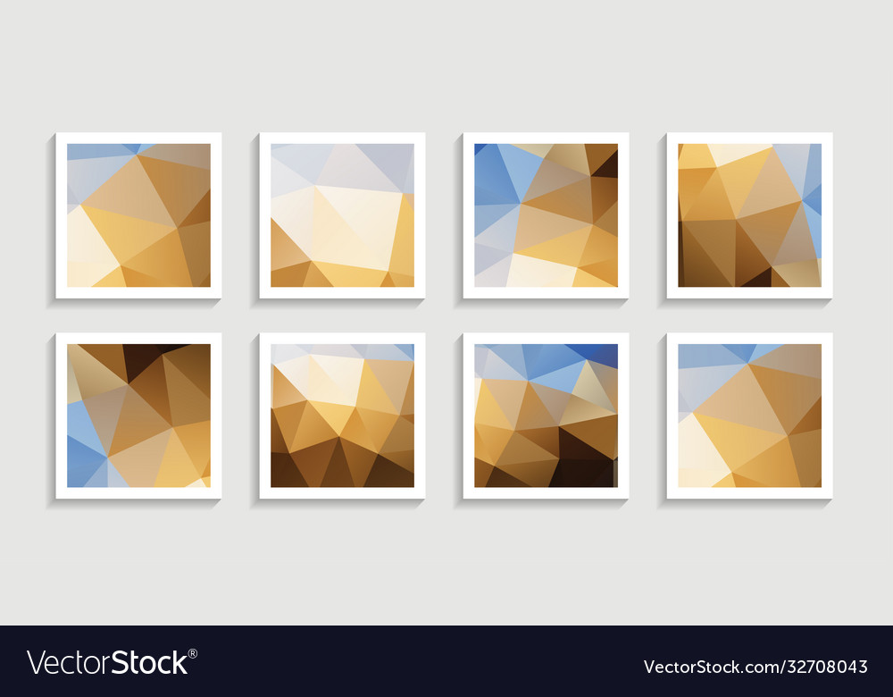 Moderne Mosaik niedrige Poly Artwork Poster Set vector image Moderne Mosaik niedrige Poly Artwork Poster Set