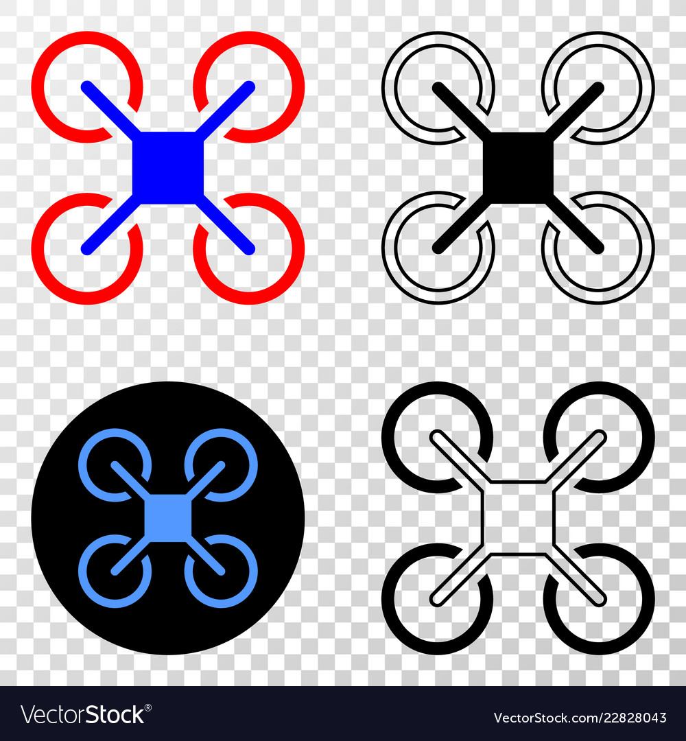 Quadcopter eps icon with contour version