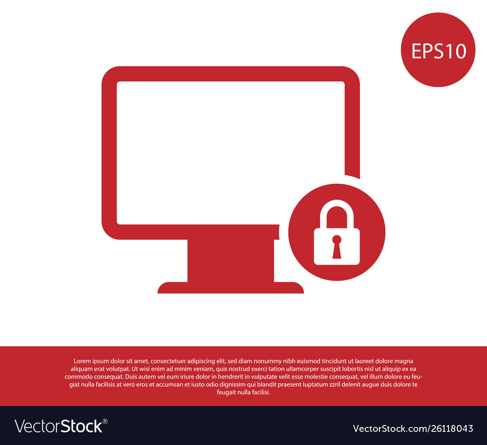 Red lock on computer monitor screen icon isolated Vector Image Red lock on computer monitor screen icon isolated