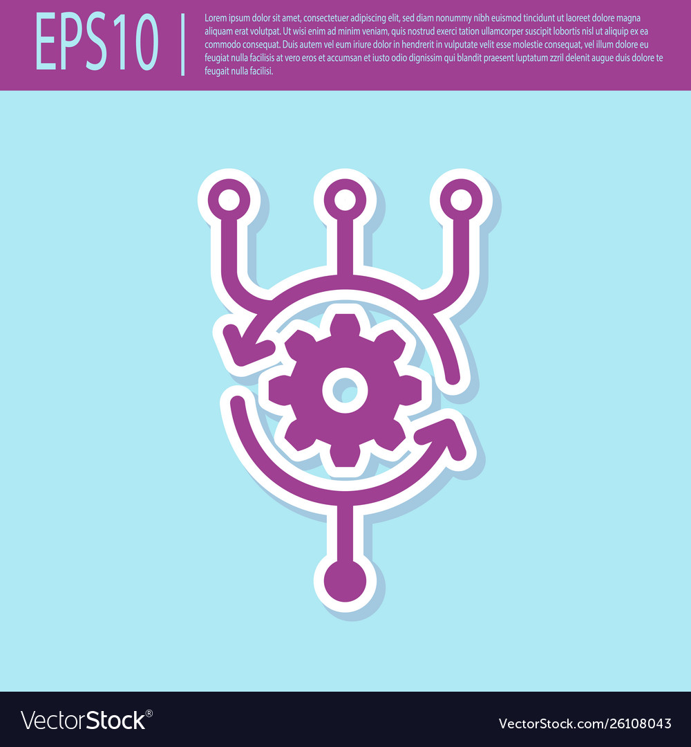 Retro purple algorithm icon isolated on turquoise