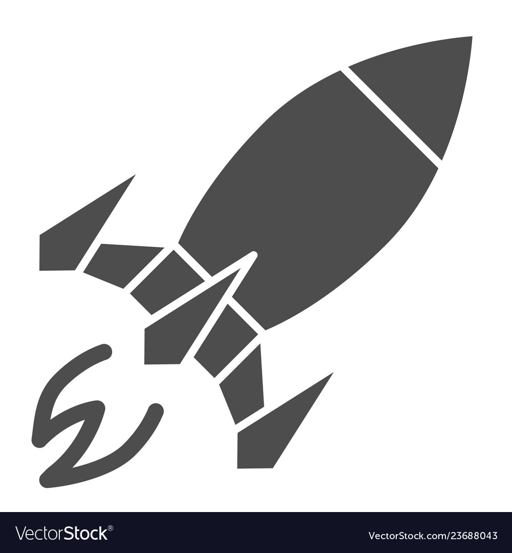 Rocket solid icon spaceship vector image Rocket solid icon spaceship