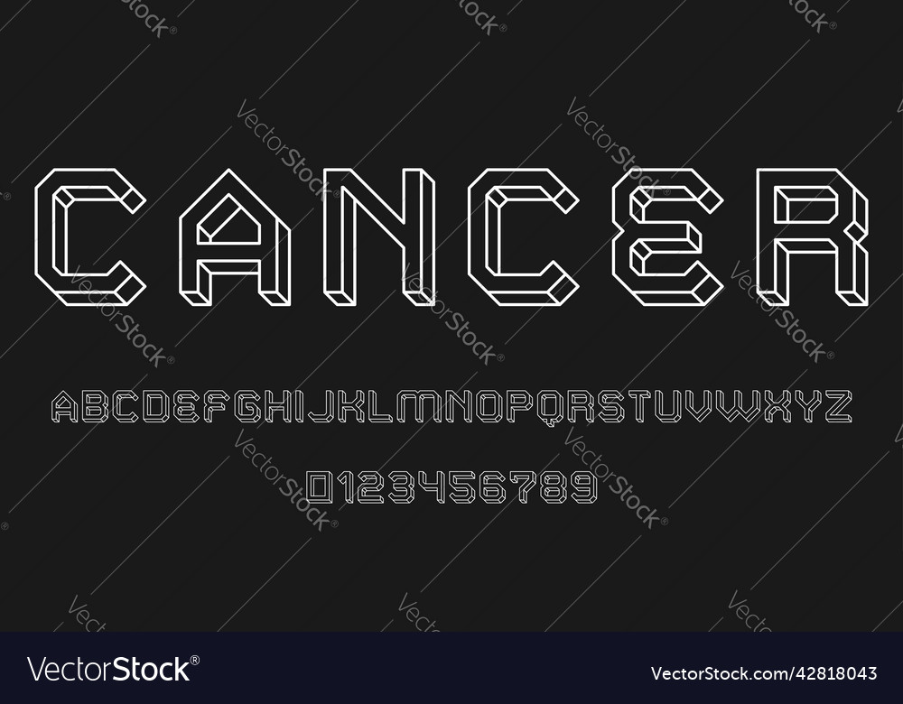 Set of alphabets font letters and numbers vector image Set of alphabets font letters and numbers