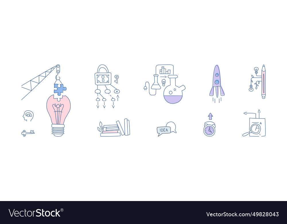 Simple creative process line icon and object Vector Image Simple creative process line icon and object