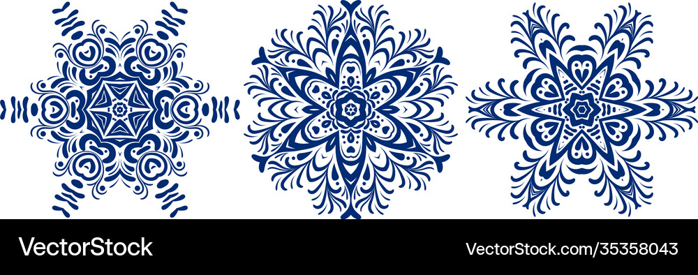 Snowflake blue icon set Royalty Free Vector Image