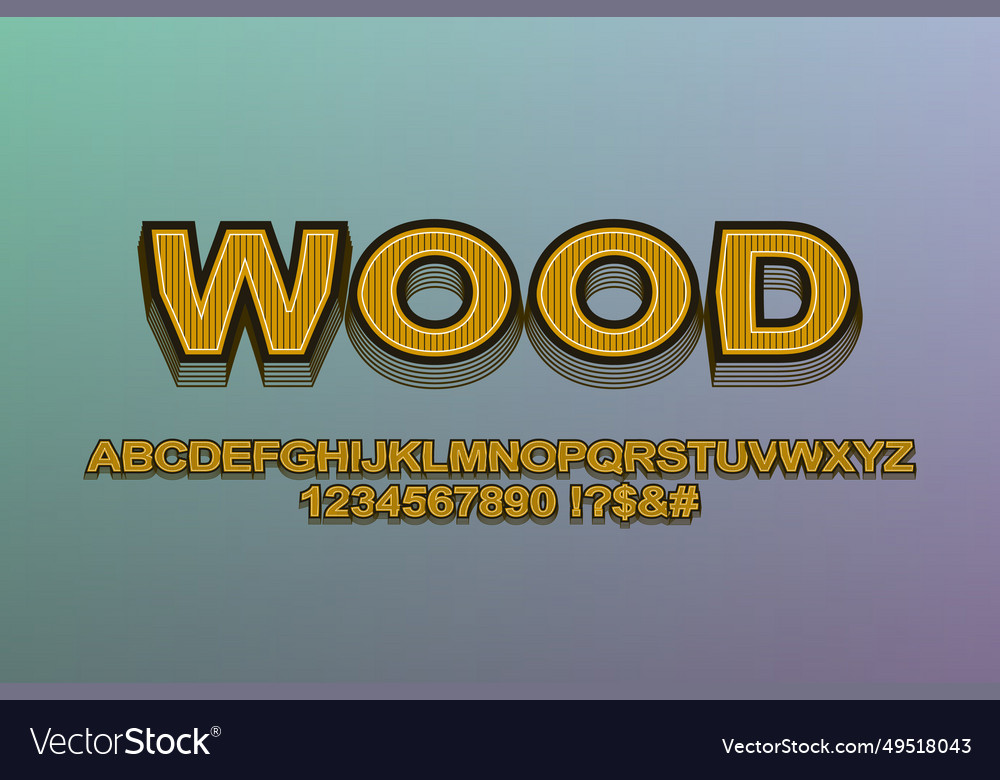Stylish 3d alphabet and numbers typography font