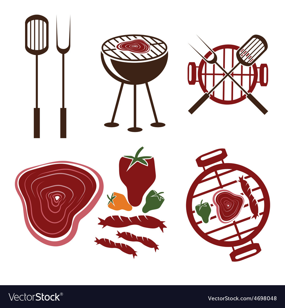 Bbq grill labels collection Royalty Free Vector Image