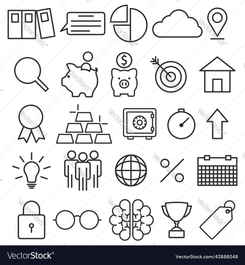 Business And Finance Web Icon Set Outline Icon Vector Image