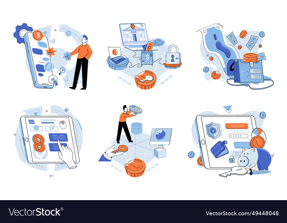 Crypto exchange transactions conducted vector image Crypto exchange transactions conducted