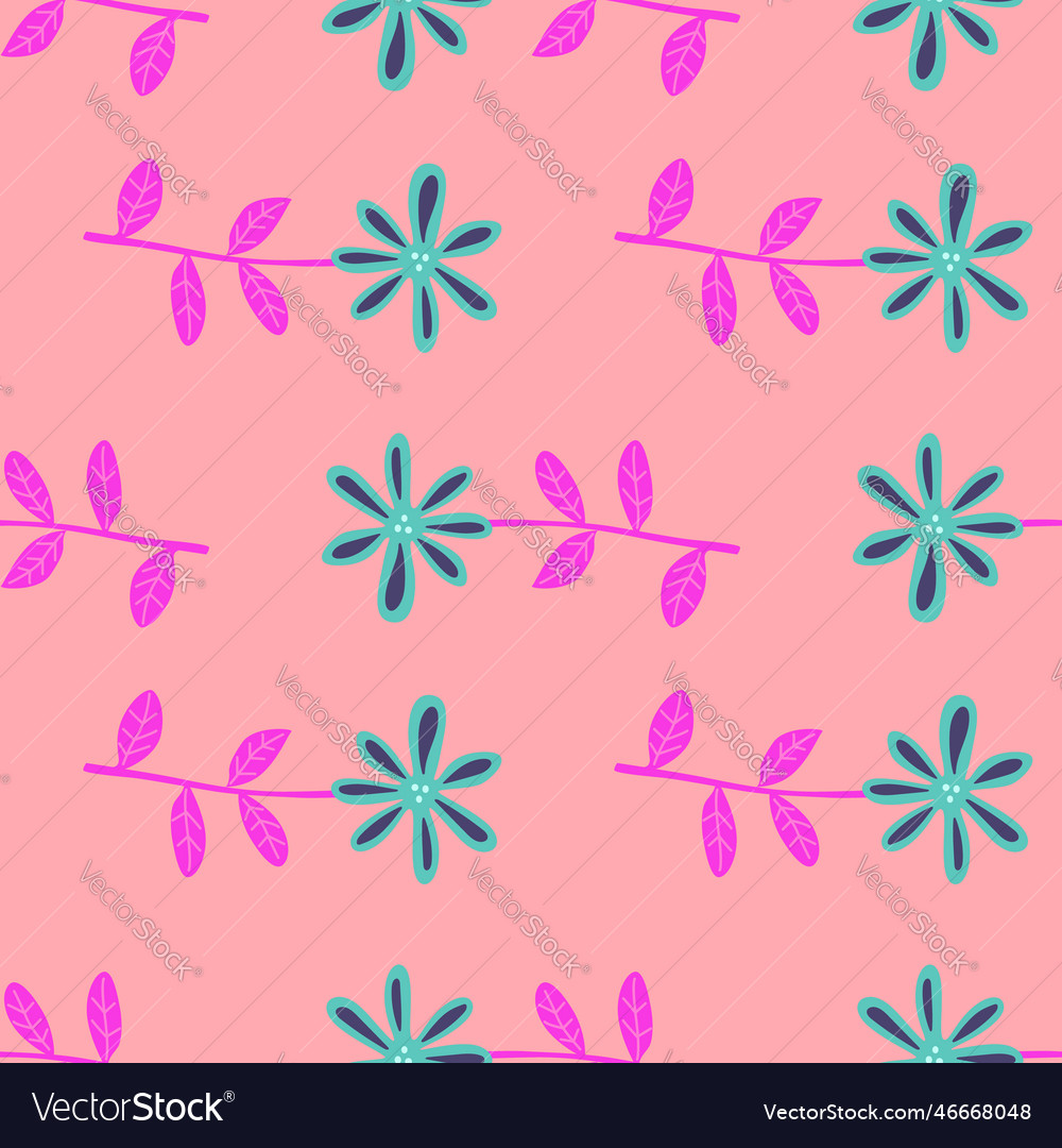 Cute flower seamless pattern naive art style hand Vector Image