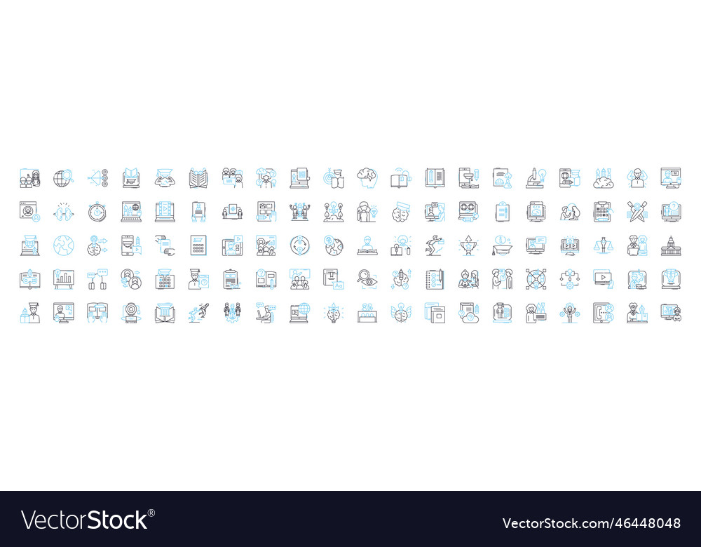 Digital learning line icons set
