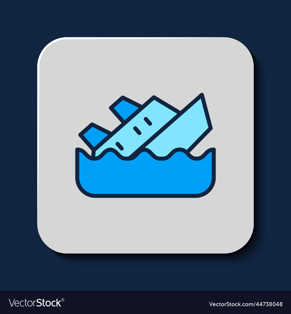 Filled Outline Sinking Cruise Ship Icon Isolated Vector Image