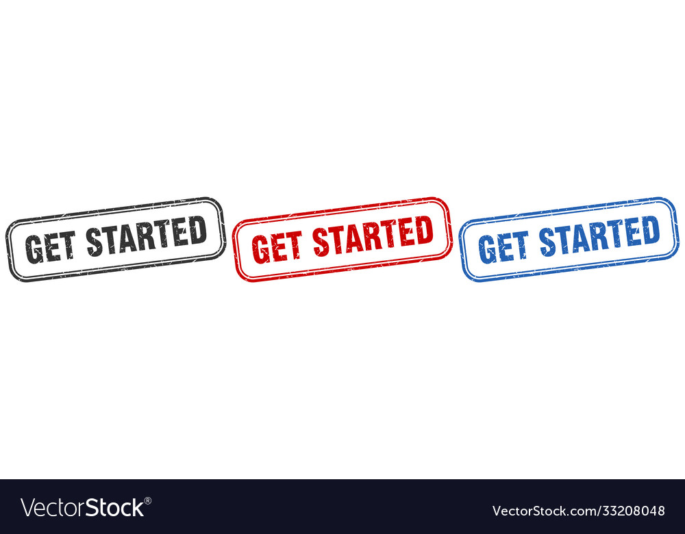 Get started square isolated sign set