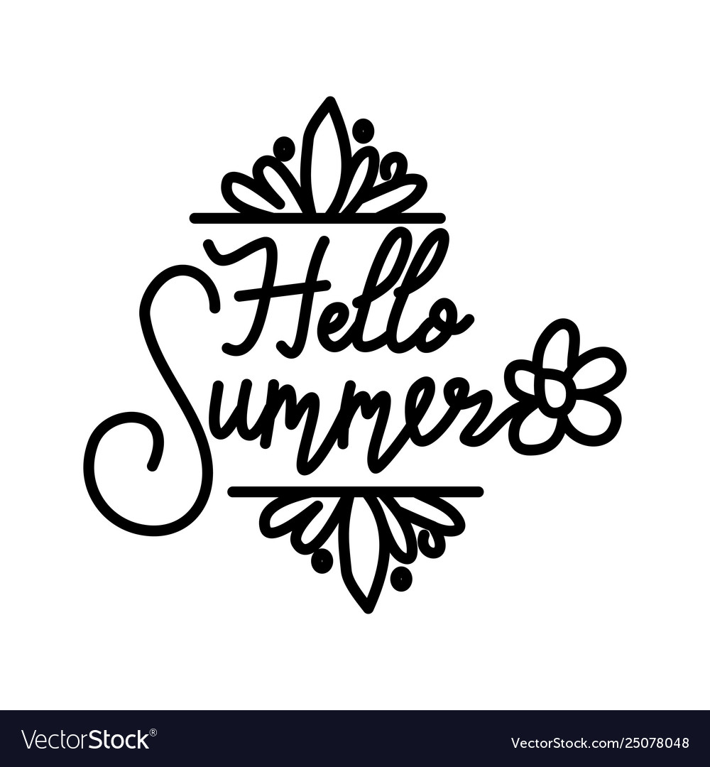 Hello summer script text design template