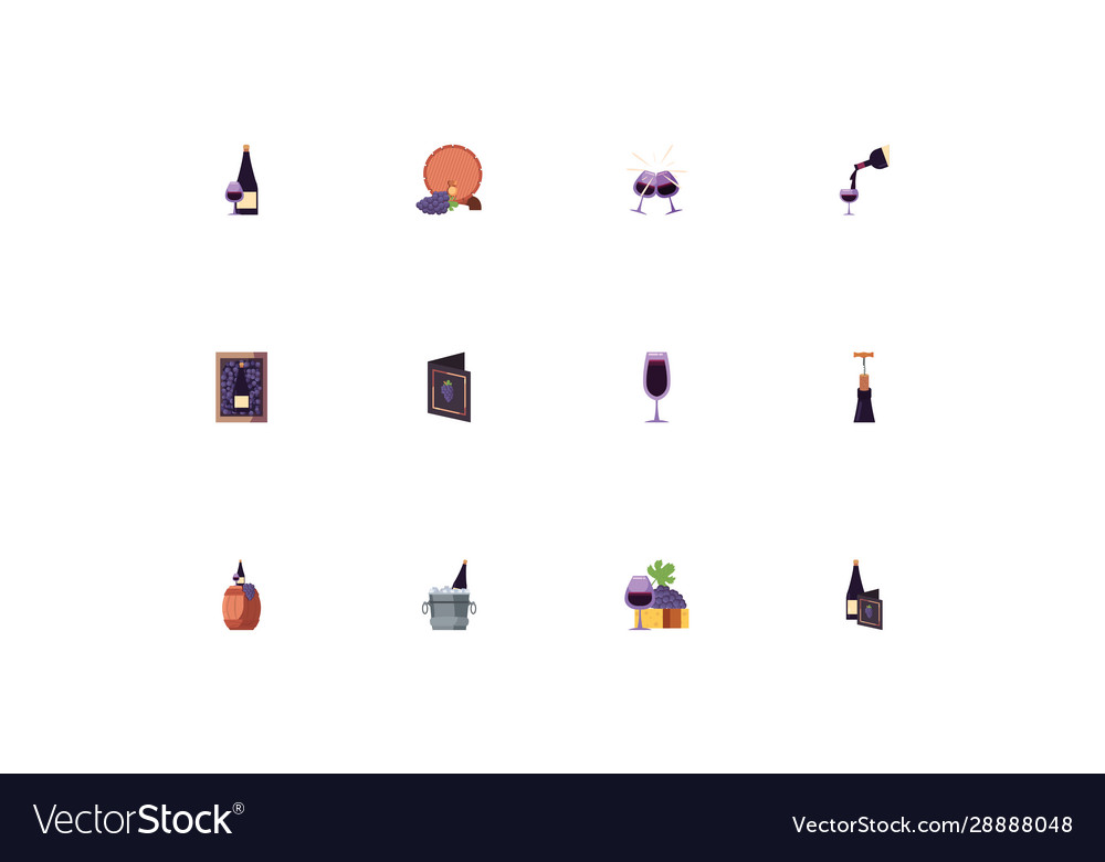 Isolated wine icon set design