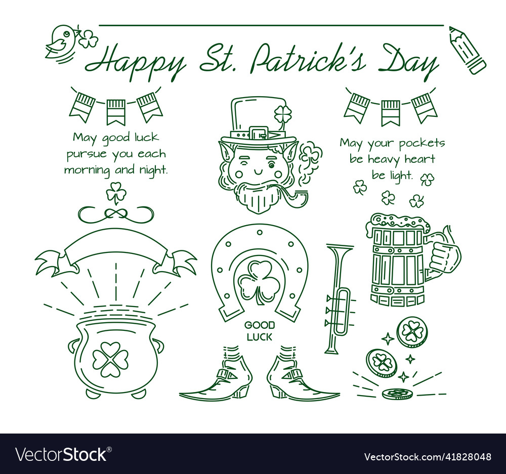 Line icon set for st patricks day