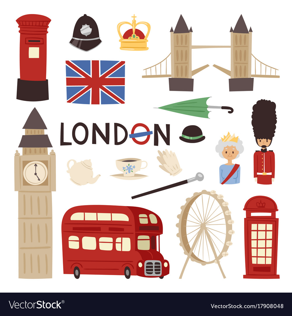 London Reise-Icons englisch set city flag europe