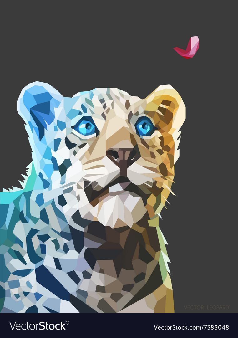 Low poly portrait of a leopard eps 10