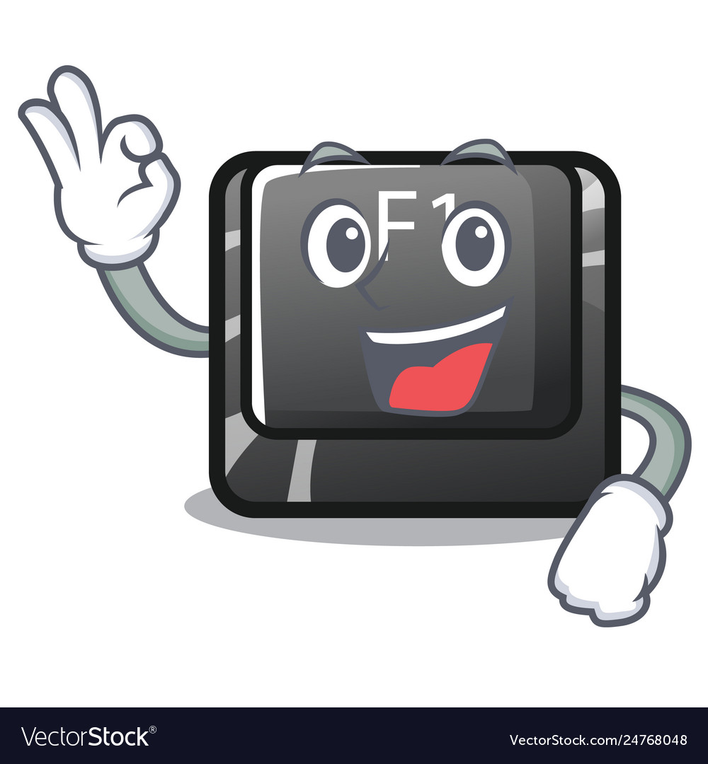 Okay button f1 in shape character vector image Okay button f1 in shape character