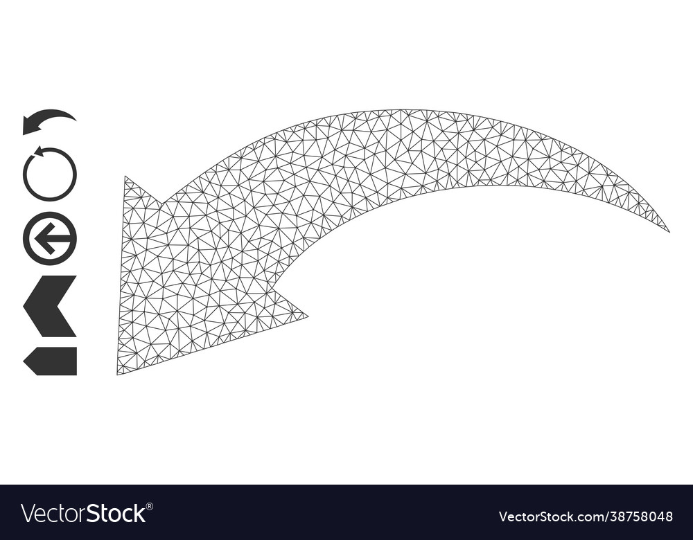 Polygonal network undo icon with simple pictograms vector image Polygonal network undo icon with simple pictograms