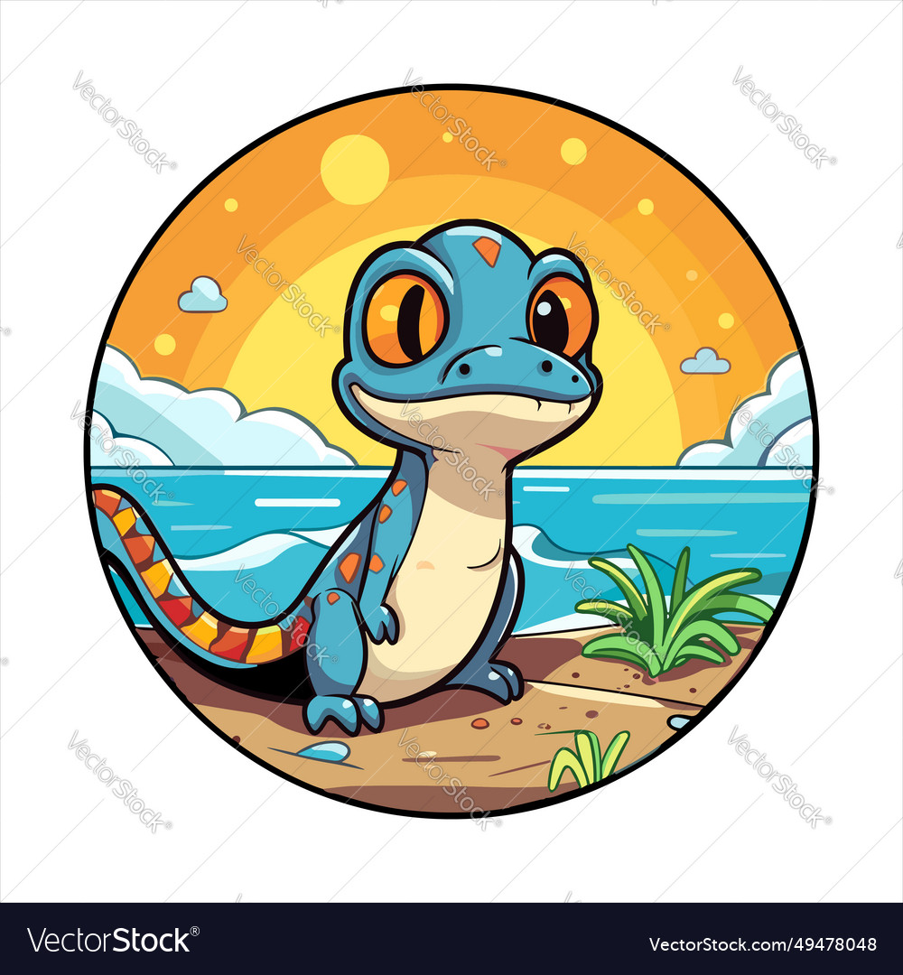 Salamander cute funny cartoon kawaii colorful Vector Image