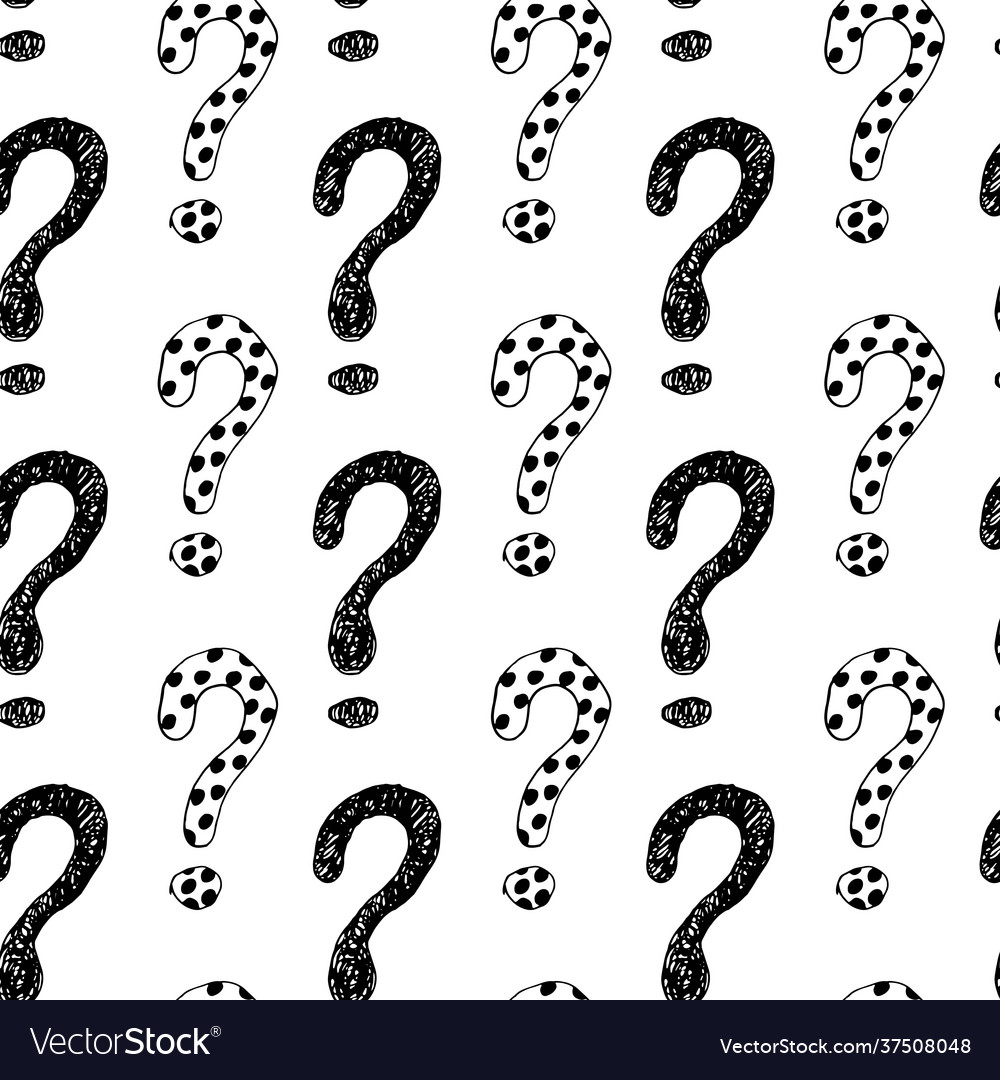 Seamless pattern with hand drawn question marks vector image Seamless pattern with hand drawn question marks