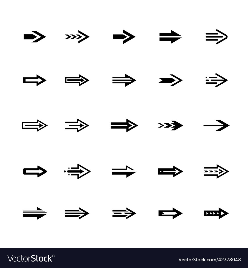 Set black arrow icons Royalty Free Vector Image