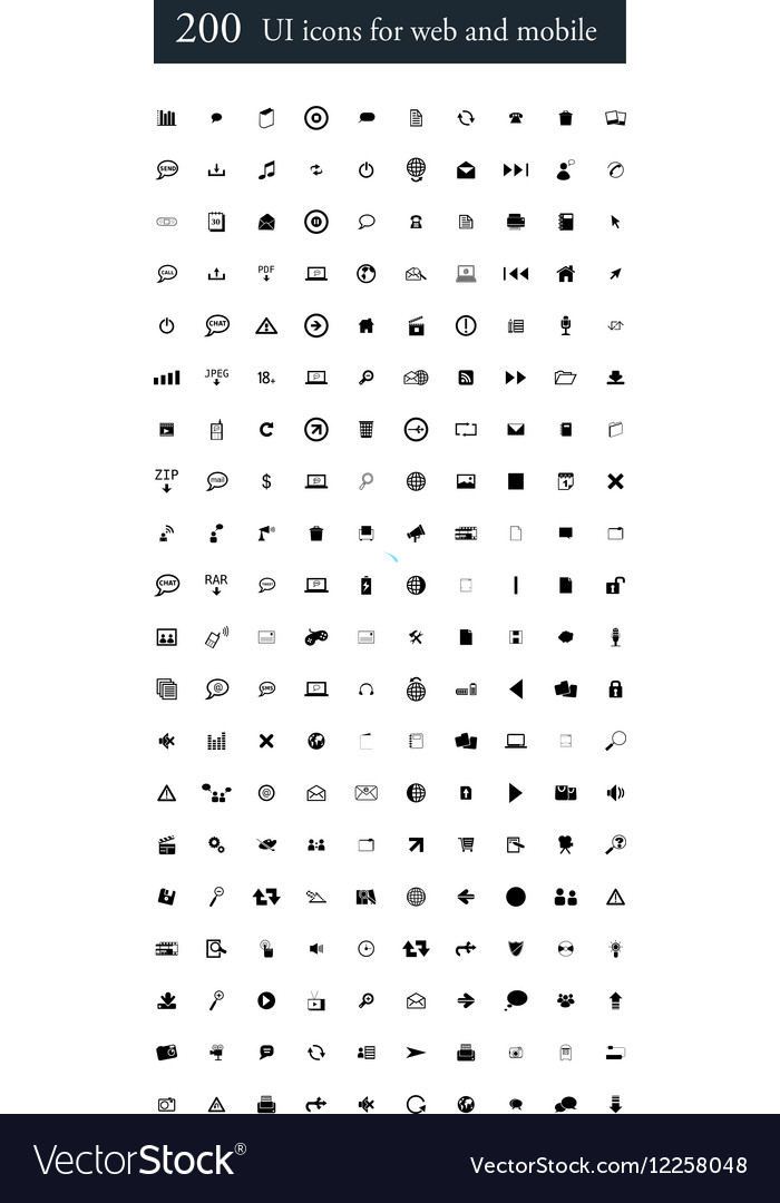 Set of 200 ui icons for web and mobile