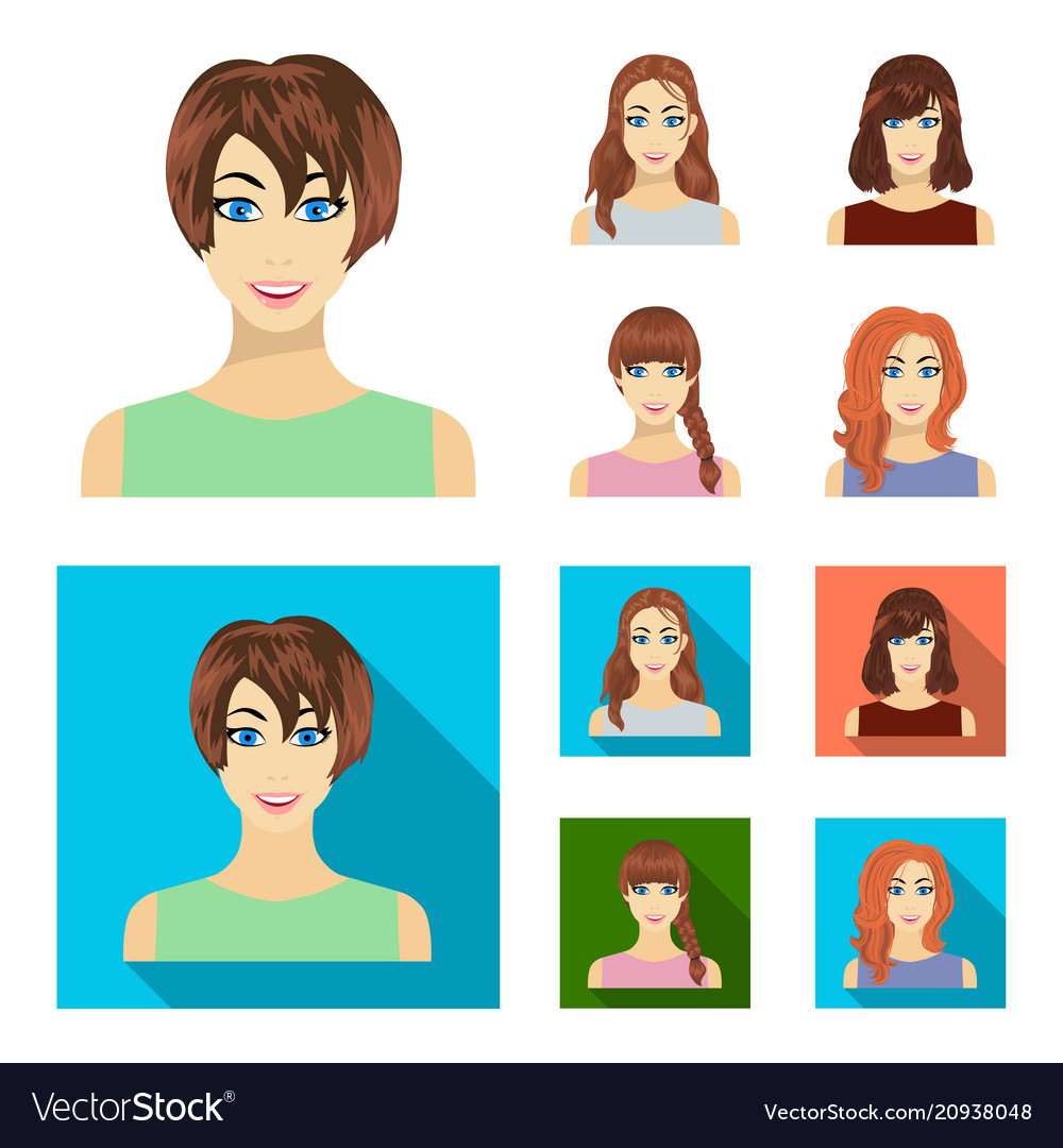 Types of female hairstyles cartoonflat icons Vector Image