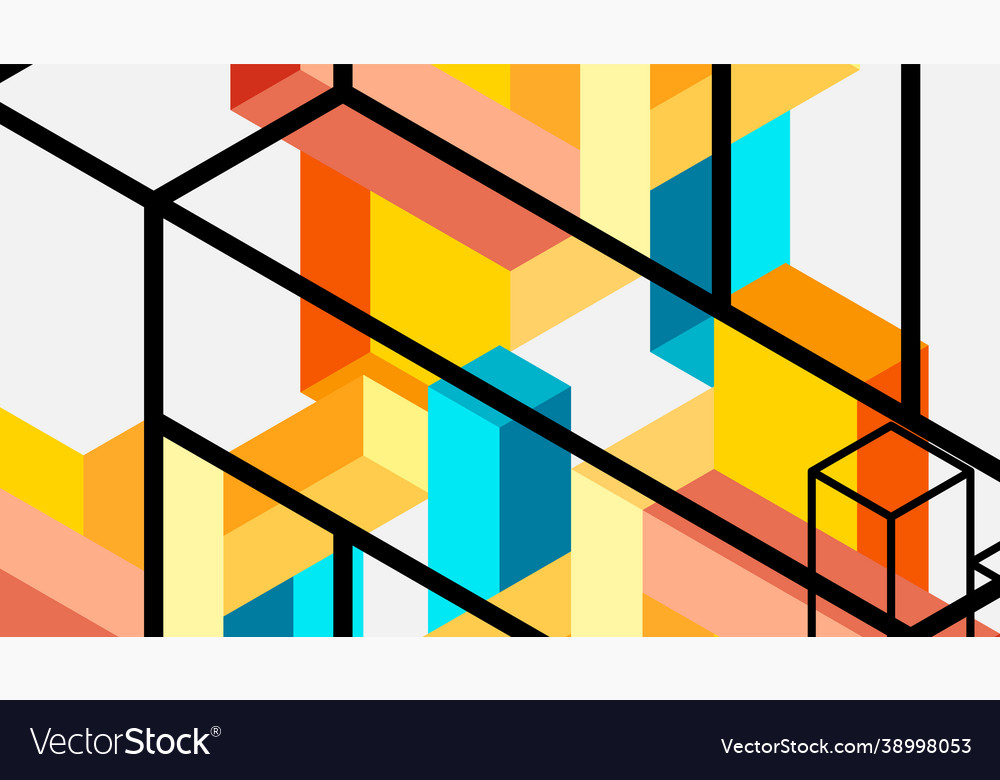 Abstract background 3d cubes cubic elements vector image Abstract background 3d cubes cubic elements