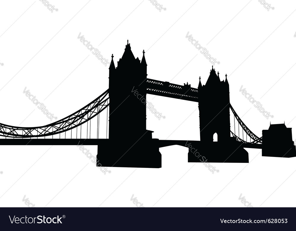 Bridge tower silhouette Royalty Free Vector Image