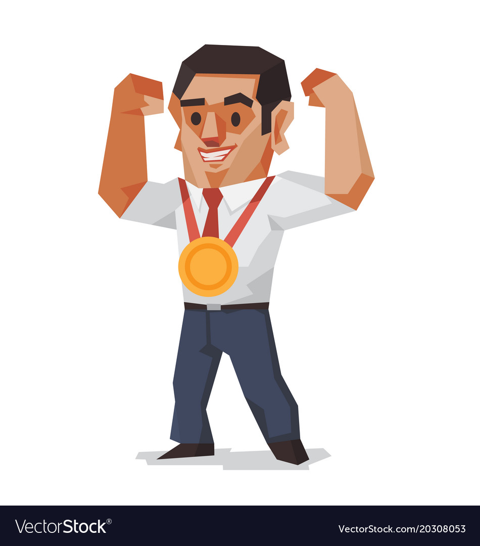 Businessman win the gold medal business concept
