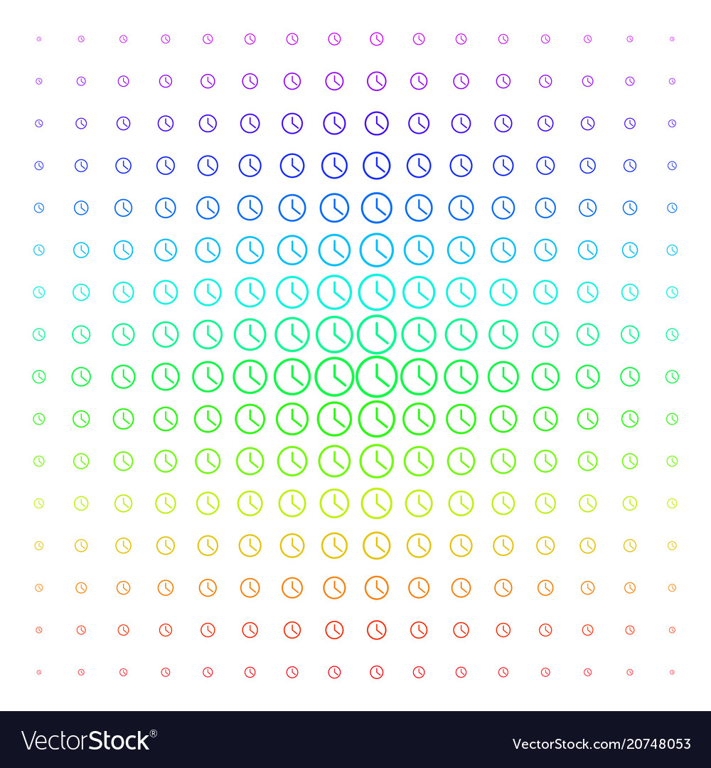 Clock shape halftone spectral pattern vector image Clock shape halftone spectral pattern