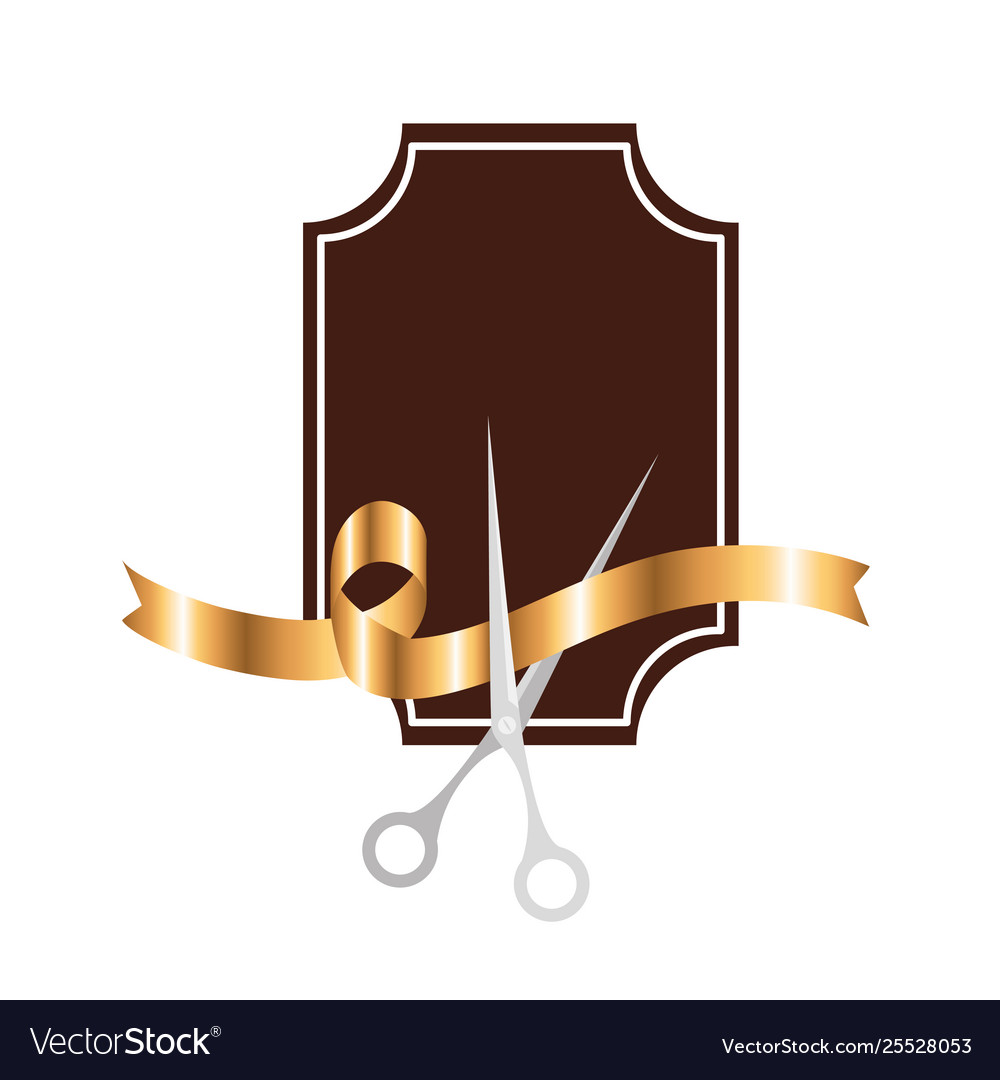 Frame with ribbon and scissor in white background vector image Frame with ribbon and scissor in white background