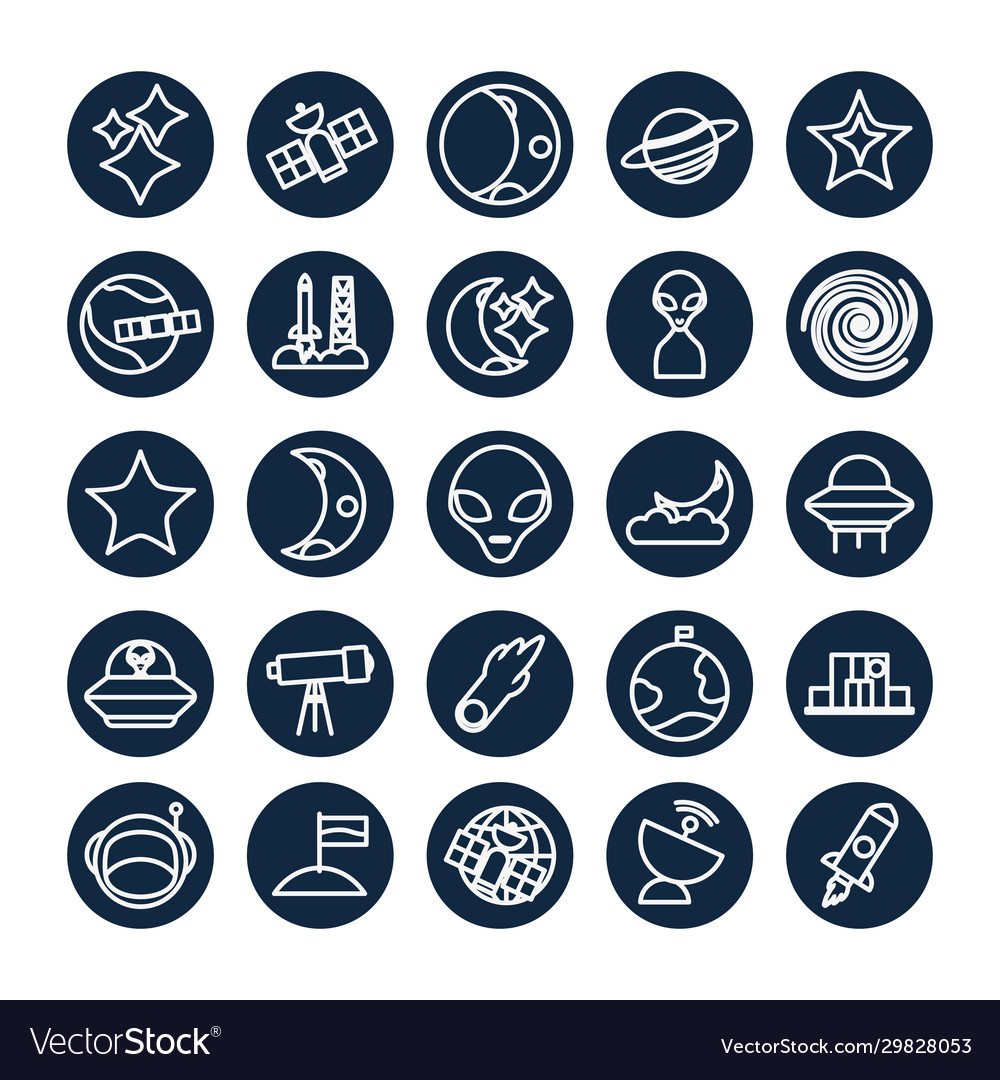 Isolated space line block style icon set vector image Isolated space line block style icon set