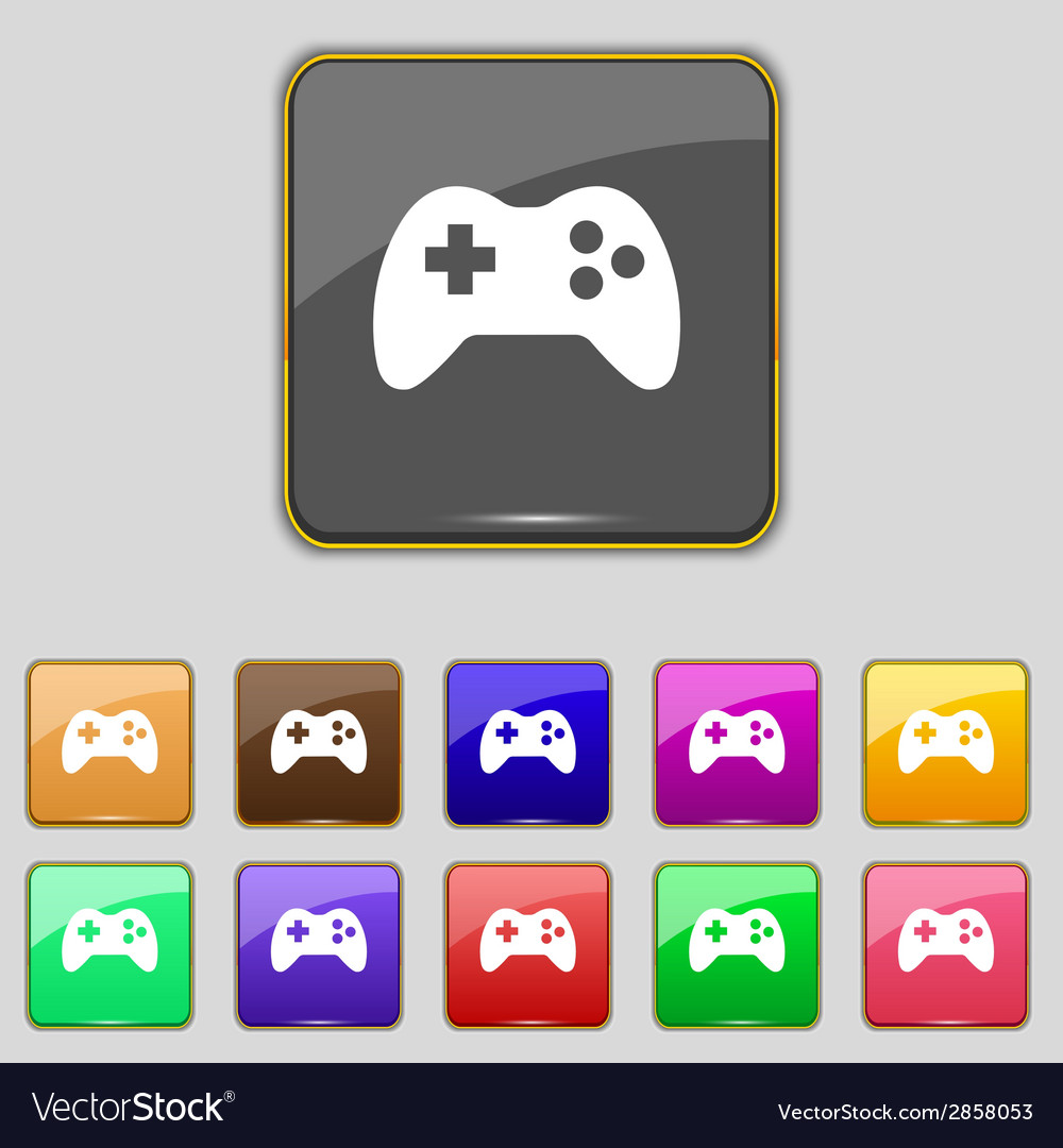 Joystick sign icon video game symbol set colourful