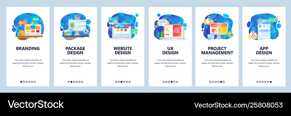 Mobile App Onboarding Screens Digital Marketing Vector Image